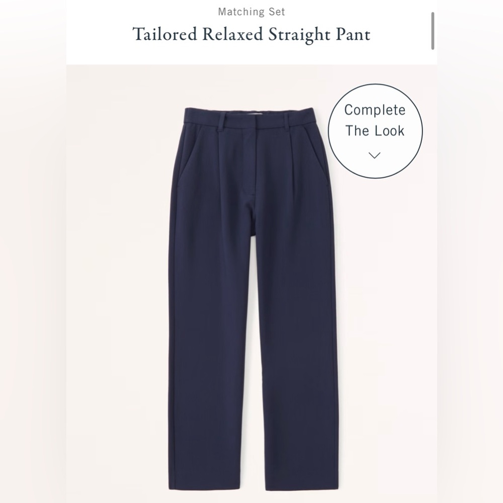 Abercrombie Tailored Relaxed Straight Pant in Navy